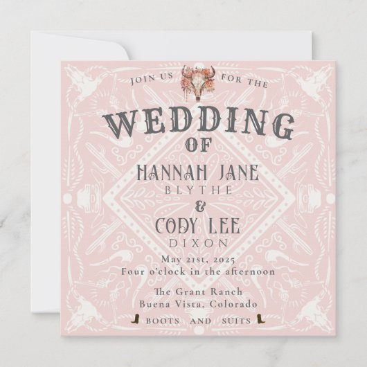 Desert Flowers Western Wedding Invitation 招待状 (正面)