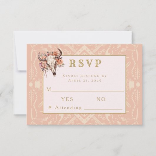 Desert Flowers Western Wedding Response RSVP Card (正面)