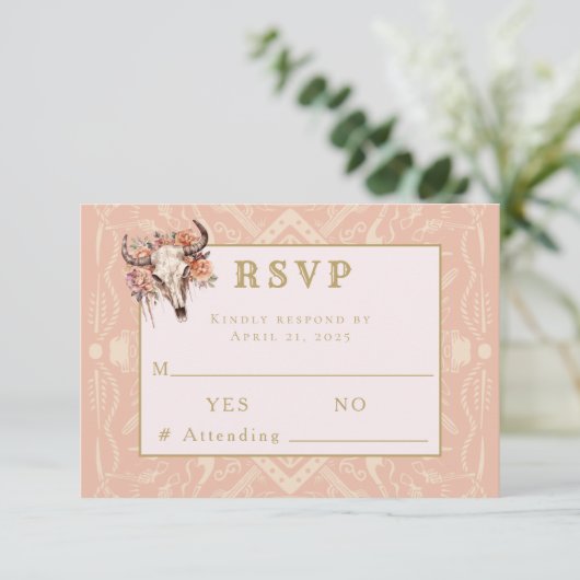 Desert Flowers Western Wedding Response RSVP Card (スタンド正面)