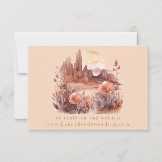 Desert Flowers Western Wedding Response RSVP Card (裏面)