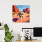 Desert Fox with Vibrant Canyon Landscape ポスター (ホームオフィス)