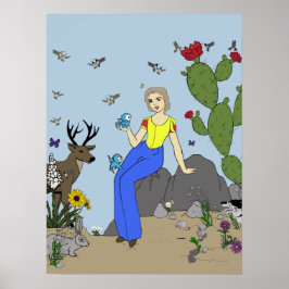 Desert Girl and Animals poster ポスター