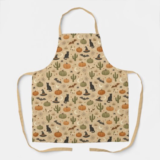 Desert Green Cactus Halloween  エプロン (正面)