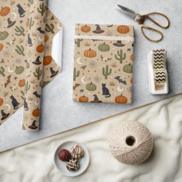 Desert Green Cactus Halloween ラッピングペーパー