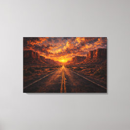 Desert Horizon: The Golden Highway キャンバスプリント