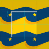 Desert in the night - a blue and yellow pattern ファブリック (タイル)