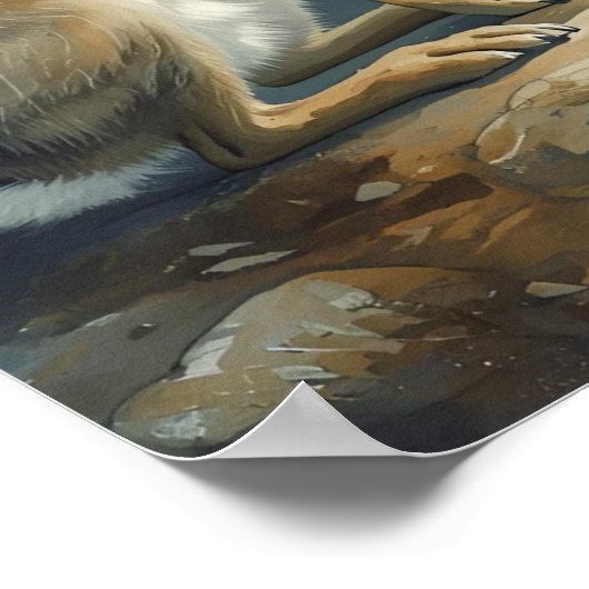 Desert Jackrabbit Under the Moon ポスター (角)