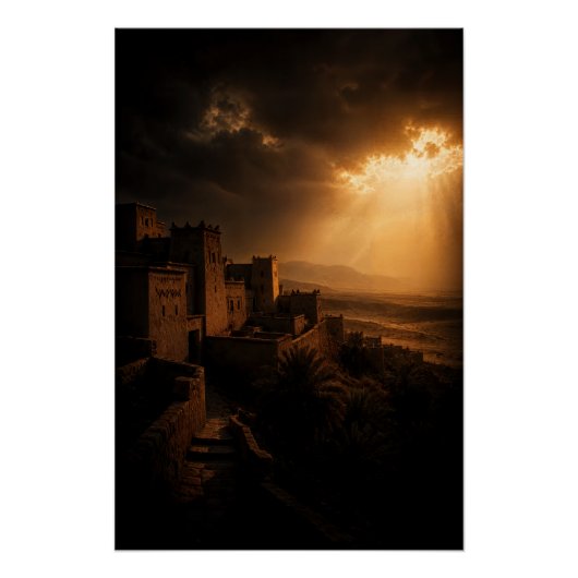 Desert Kasbah Chiaroscuro Sunset ポスター (正面)