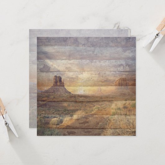 Desert Landscape Monument Valley And Cloudy Sky カード (正面/裏面インサイチュ)