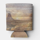 Desert Landscape Monument Valley And Cloudy Sky 缶クーラー (裏面)