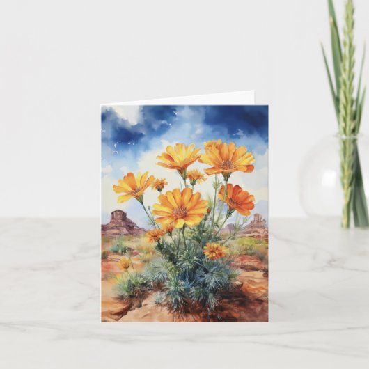 Desert Marigold Floral Watercolor カード (正面)