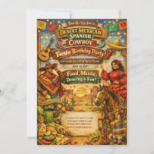 Desert Mexican Spanish Cowboy Fiesta Birthday  招待状 (正面)