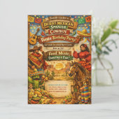Desert Mexican Spanish Cowboy Fiesta Birthday  招待状 (スタンド正面)