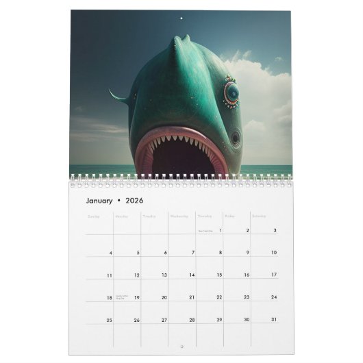 Desert monster house カレンダー (1月 2026)