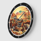 Desert Motorcycle Sunset ラージ壁時計 (傾斜)