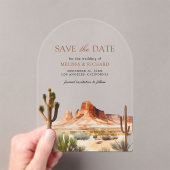Desert Mountain Cactus Wedding Save the Date アクリル招待状 (インサイチュ (ポータブル))