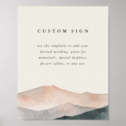 Desert Mountain Custom Wedding Sign Template ポスター (正面)
