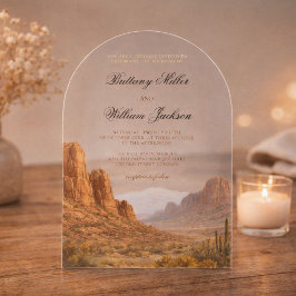 Desert Mountain Landscape Southwestern Wedding アクリル招待状