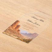 Desert Mountain Landscape Southwestern Wedding アクリル招待状 (レイダウン)