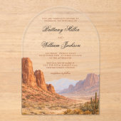 Desert Mountain Landscape Southwestern Wedding アクリル招待状 (正面)