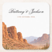 Desert Mountain Landscape Southwestern Wedding スクエアペーパーコースター (正面)