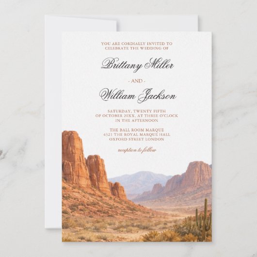 Desert Mountain Landscape Southwestern Wedding 招待状 (正面)