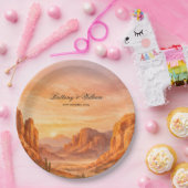 Desert Mountain Landscape Wedding  ペーパープレート (パーティー)