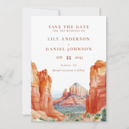 Desert Mountain Watercolor Destination Wedding セーブザデート