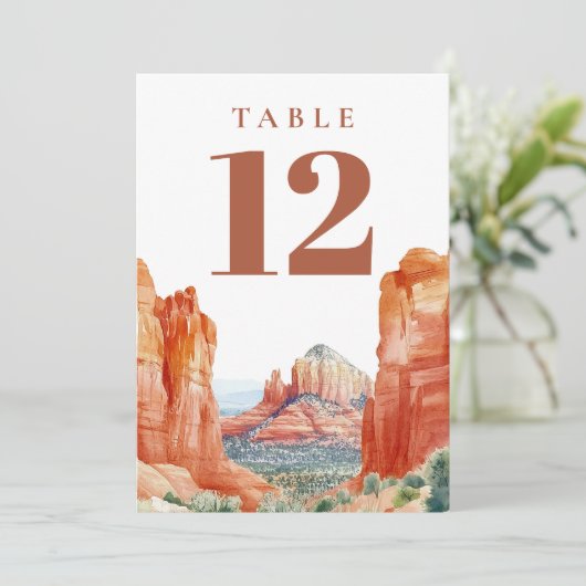 Desert Mountain Watercolor Table Number 招待状 (スタンド正面)