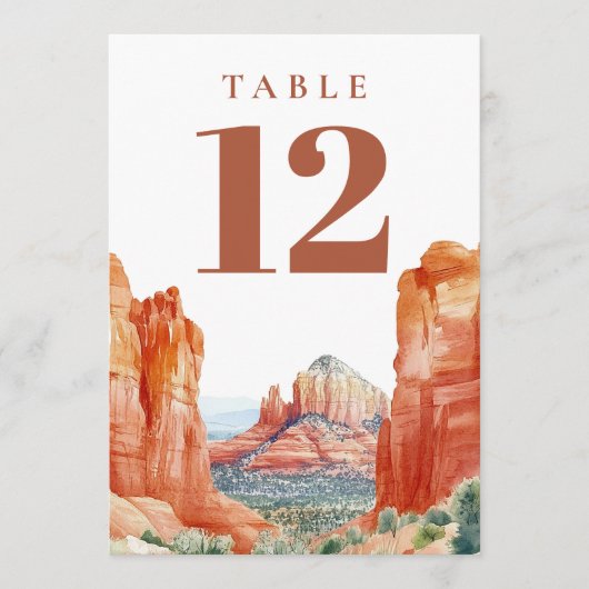 Desert Mountain Watercolor Table Number 招待状 (正面)