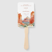 Desert Mountain Watercolor Wedding Program ハンドファン (正面)
