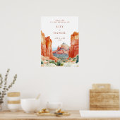 Desert Mountain Watercolor Wedding Welcome Sign ポスター (キッチン)