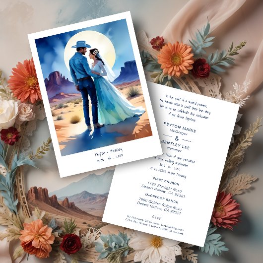 Desert Mountains Colorful landscape Wedding Cowboy 招待状