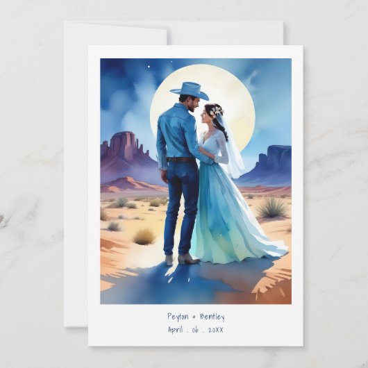Desert Mountains Colorful landscape Wedding Cowboy 招待状 (正面)