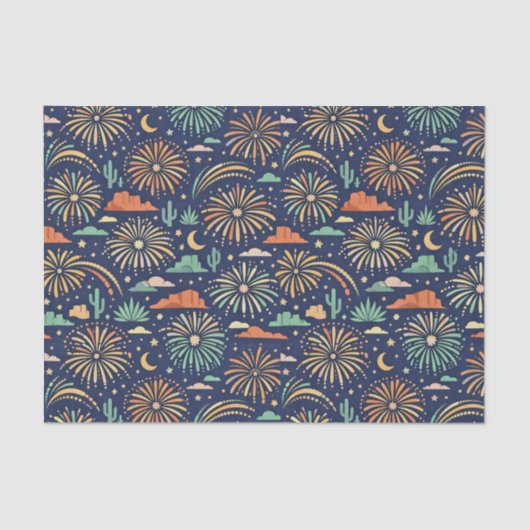 Desert Night Fireworks Celebration Pattern 薄葉紙 (正面)