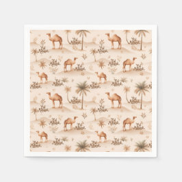 Desert Palms & Camels Napkins – Brown Theme スタンダードカクテルナプキン
