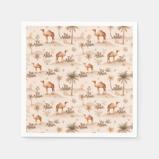 Desert Palms & Camels Napkins – Brown Theme スタンダードカクテルナプキン (正面)