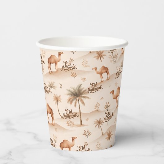 Desert Palms & Camels Paper Cups – Brown Theme 紙コップ (裏面)