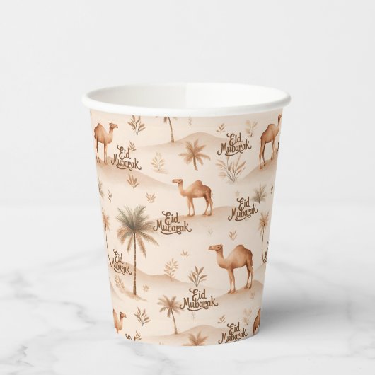 Desert Palms & Camels Paper Cups – Brown Theme 紙コップ (左)