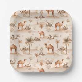 Desert Palms & Camels Paper Plates – Brown Theme ペーパープレート