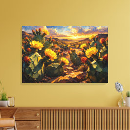 Desert Radiance: The Vivid Prickly Pear キャンバスプリント