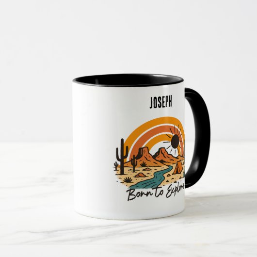 Desert Rainbow Camping Explorer Adventure マグカップ (正面右)