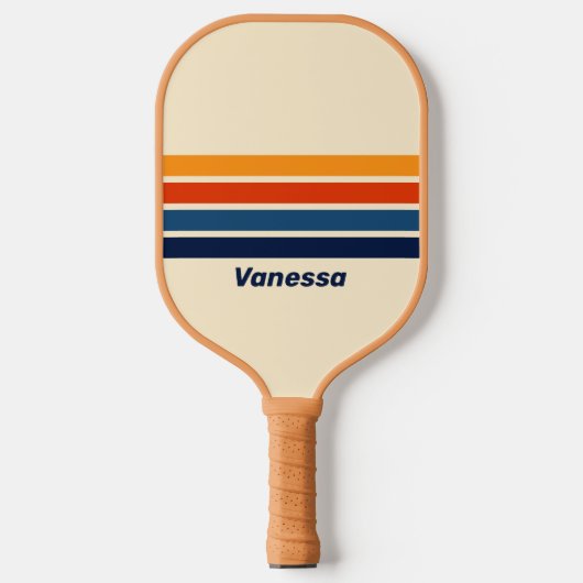 Desert Retro Rainbow Across Striping with Name ピックルボールラケット (正面)