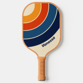 Desert Retro Rainbow Circle Stripe with Name ピックルボールラケット