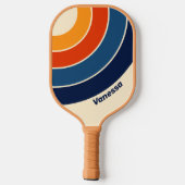 Desert Retro Rainbow Circle Stripe with Name ピックルボールラケット (裏面)
