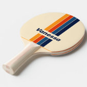Desert Retro Rainbow Pin Striped with Name 卓球ラケット (正面アングル)