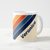 Desert Retro Rainbow Striped with Name ジャンボコーヒーマグカップ (正面右)