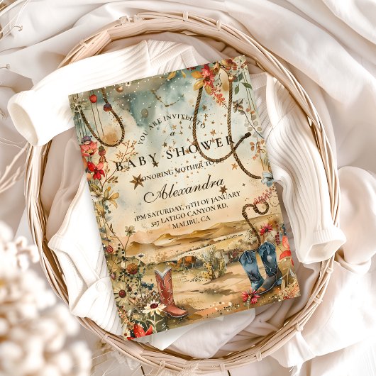 Desert Rodeo Western Baby Shower 招待状