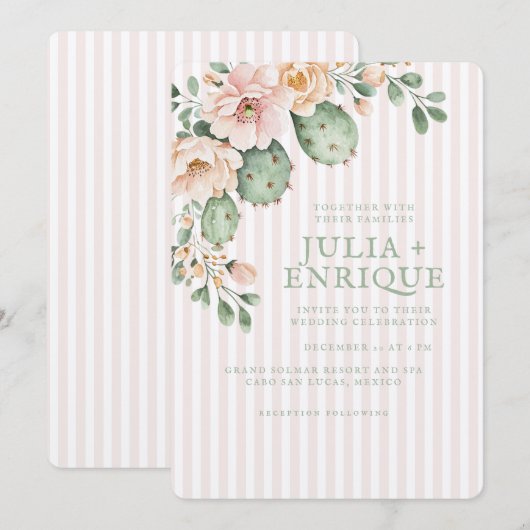 Desert Rose and Cactus Wedding 招待状 (正面/裏面)