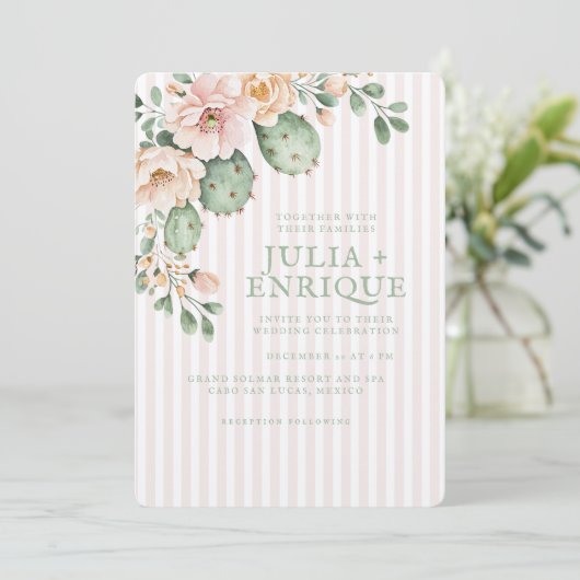 Desert Rose and Cactus Wedding 招待状 (スタンド正面)